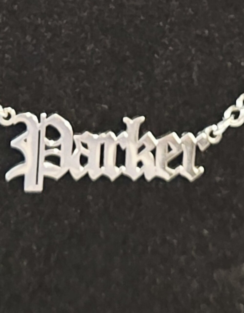 Stainless Steel, Silvertone Necklace Stating "Panker" 17" New